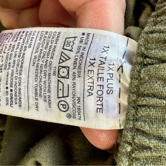 Old Navy Olive Green high waist slouchy linen blend pant 1 XL - Picture 9 of 10